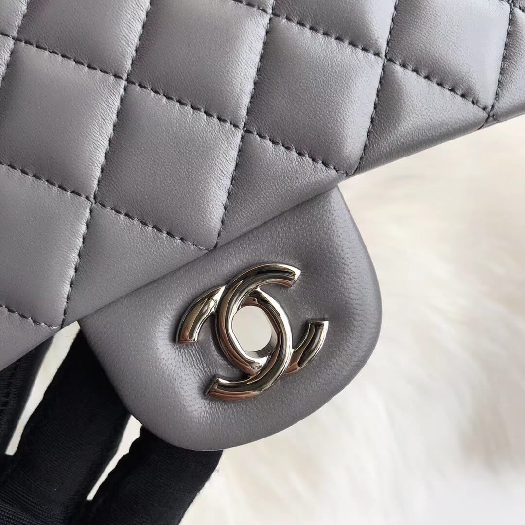 Chanel 1112 Grey Medium Size 2.55 Lambskin Leather Flap Bag
