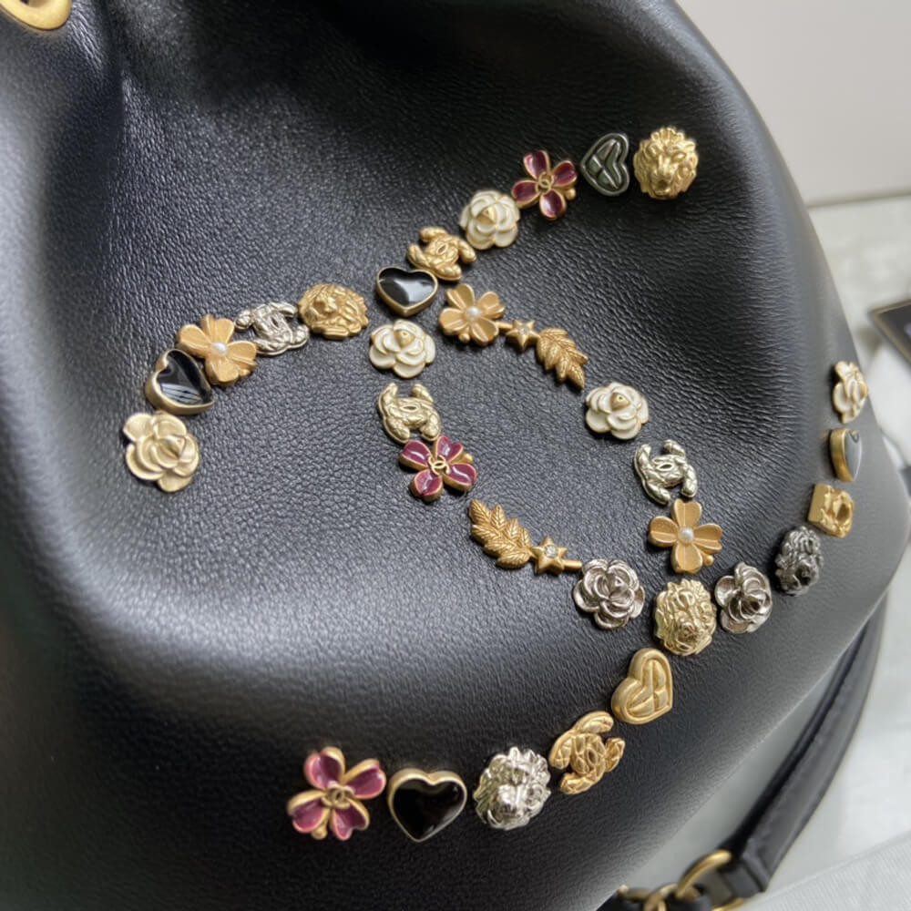 Chanel Studded CC Detail Drawstring Bucket Bag AS1883