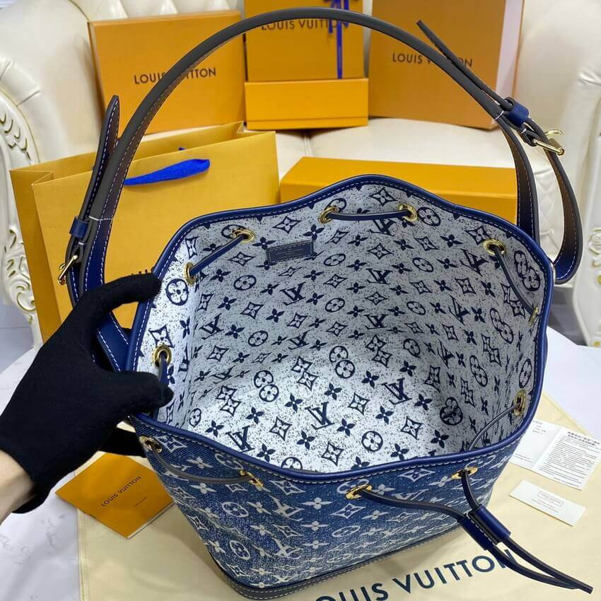 Louis Vuitton Denim Jacquard Textil Petit Noe M59606