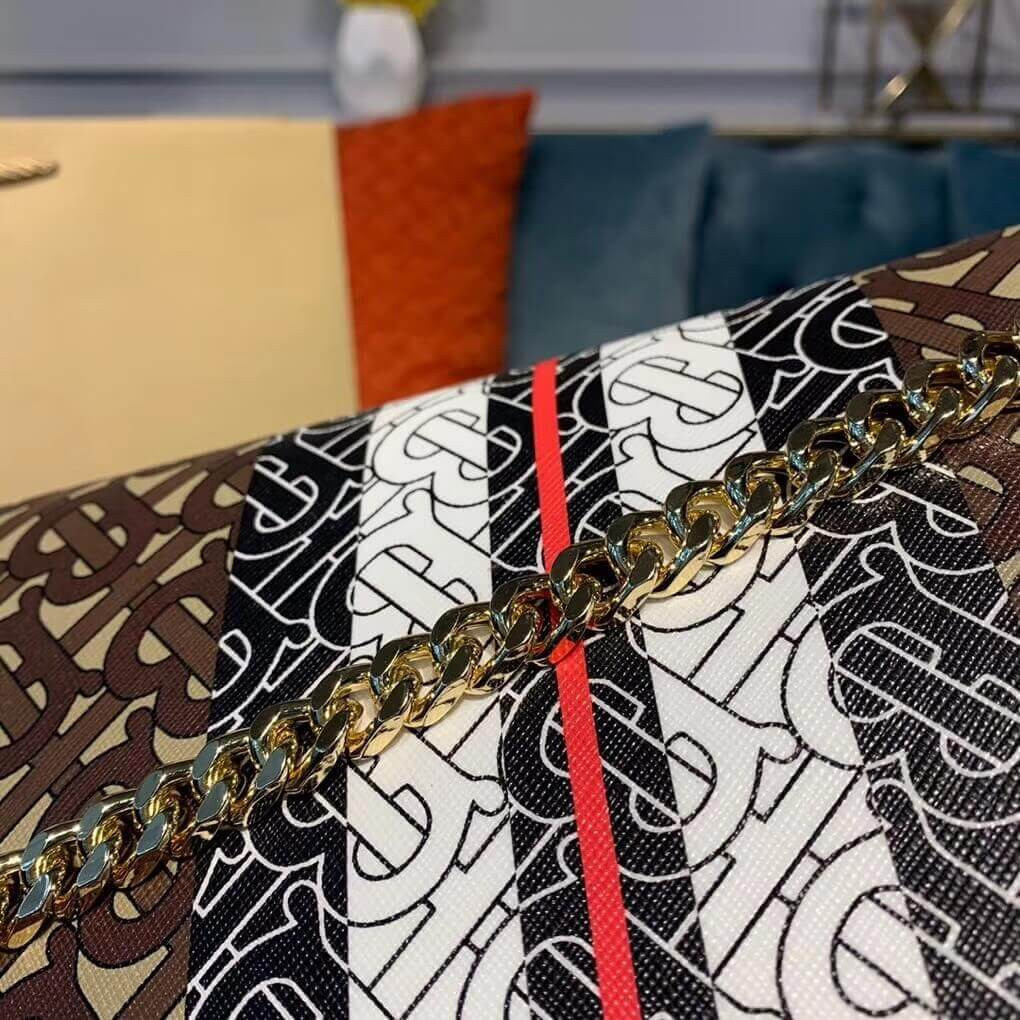 Burberry Small Monogram Stripe E-canvas TB Envelope Clutch 80203051