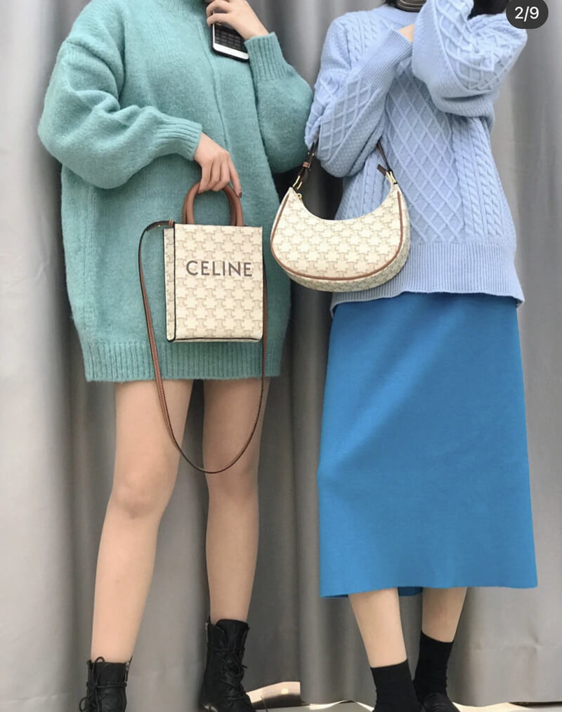 Celine Ava Bag In Triomphe Canvas 193952 White