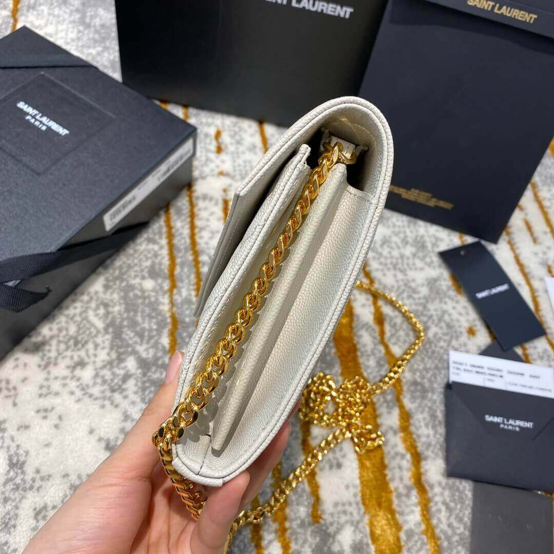 YSL Saint Laurent Monogram Chain Wallet In Mix Matelasse Grain Leather 620280