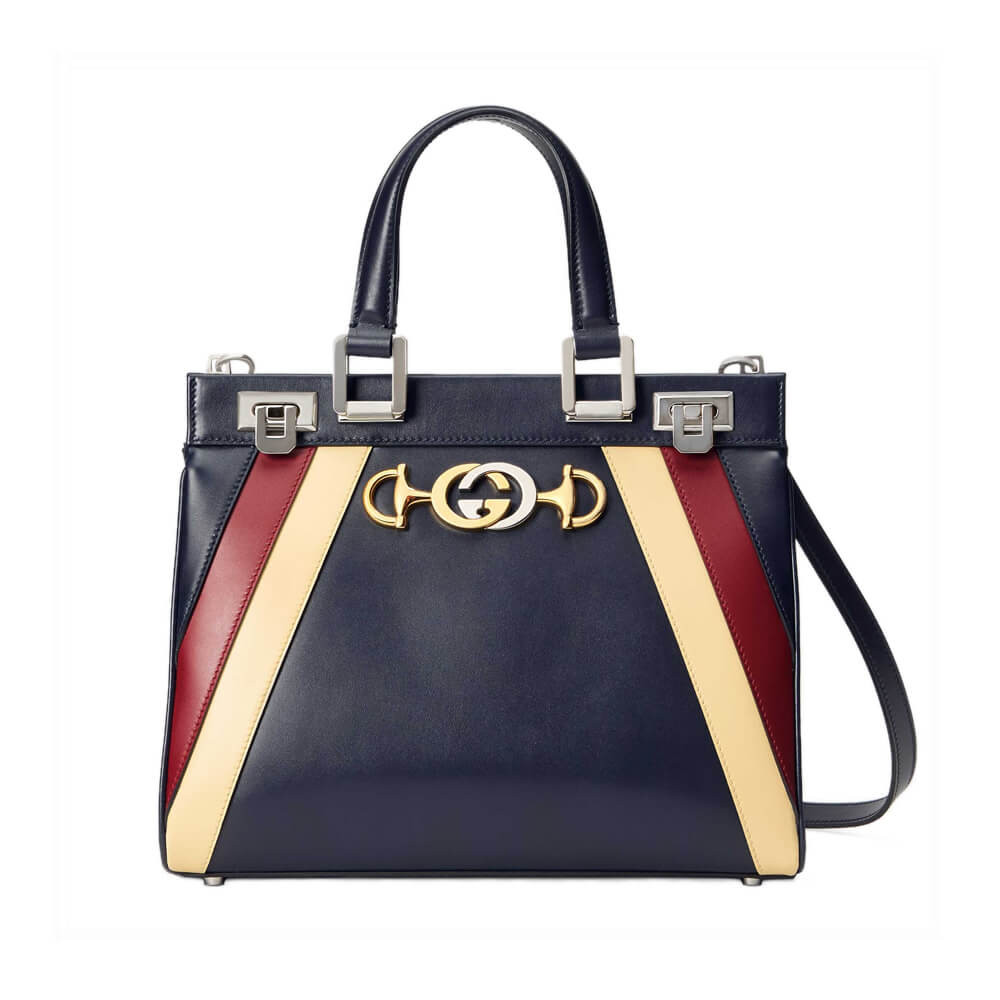 Gucci Zumi Smooth Leather  With Stripes Small Top Handle Bag 569712