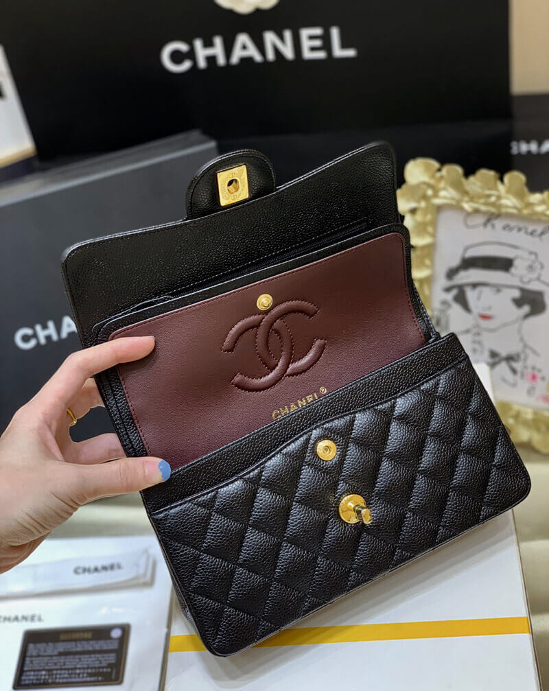 Chanel Small Classic Double Flap Bag A01113 Caviar Calfskin