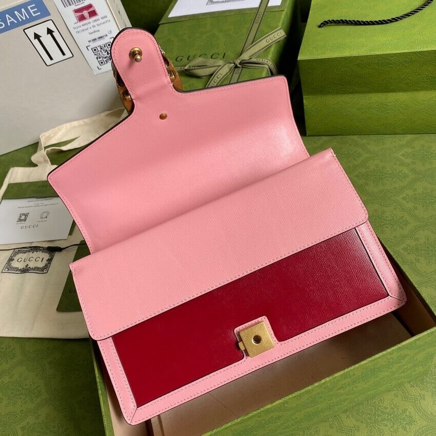 Gucci Dionysus Small Shoulder Bag 400249 Red and Pink Leather