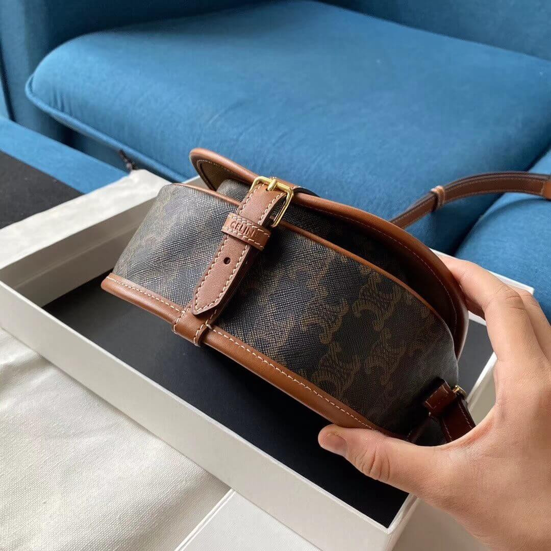 Celine Medium Folco Bag In Triomphe Canvas 191502