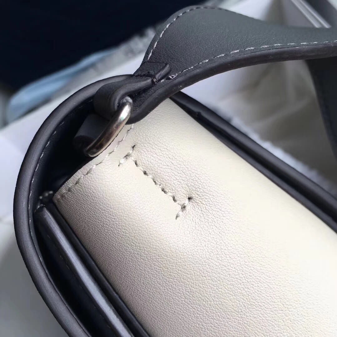 Celine Frame Medium Shoulder Bag 180263 Grey/White