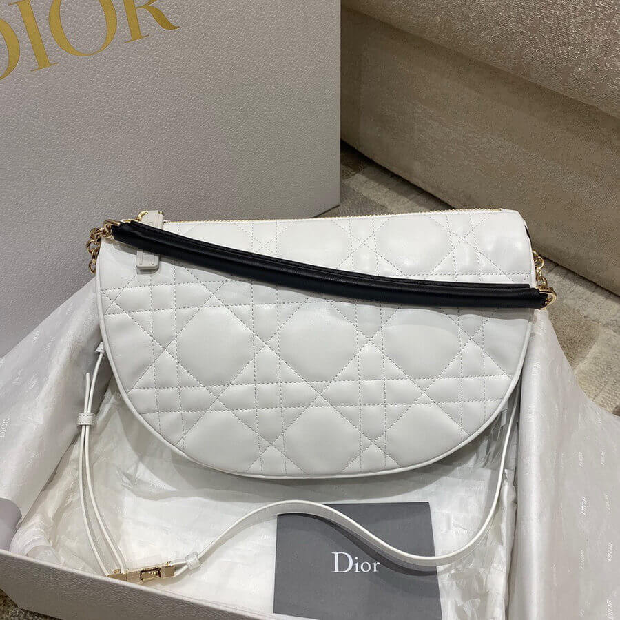 Christian Dior Medium Vibe Hobo Bag M7201 White Cannage Lambskin