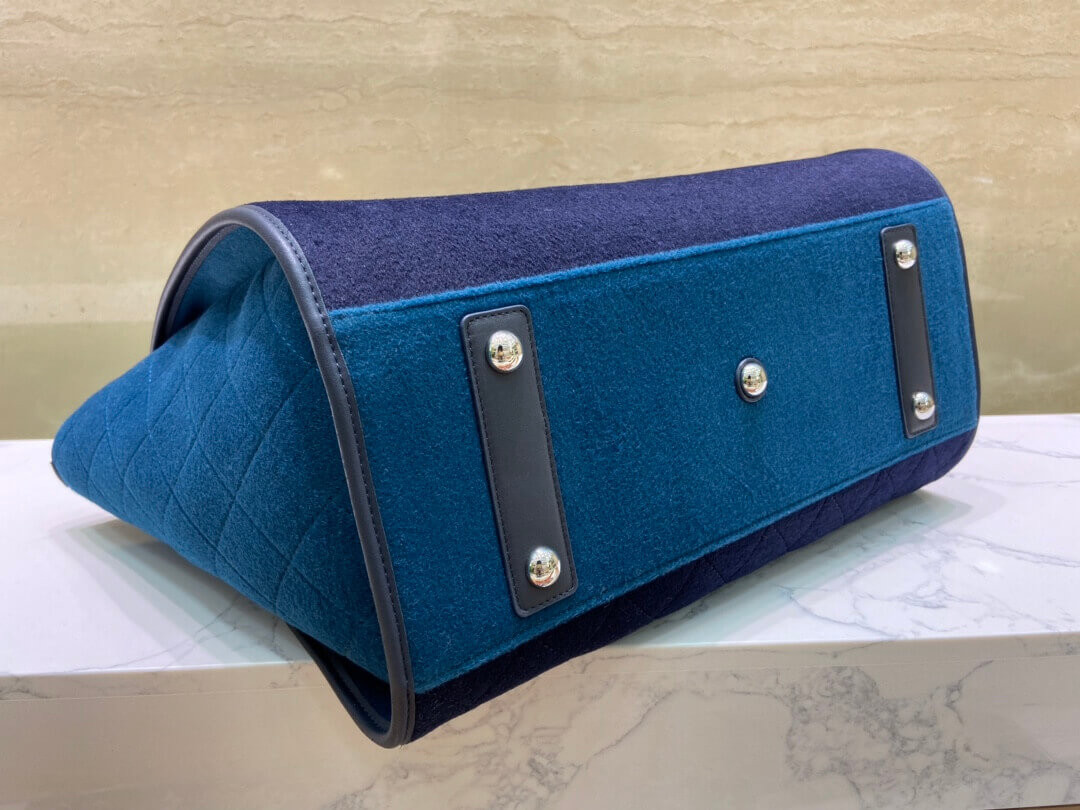 Chanel Wool Felt Deauville Shopping Bag A60598 Blue