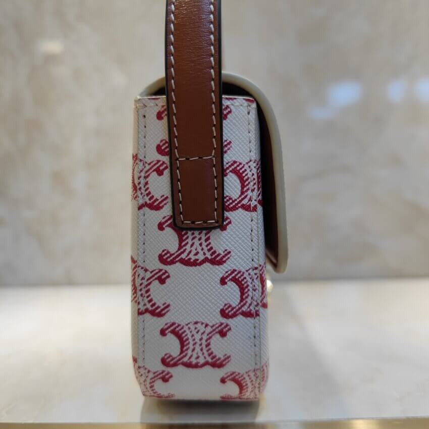 Celine Triomphe Shoulder Bag In Triomphe Canvas and Calfskin 194142