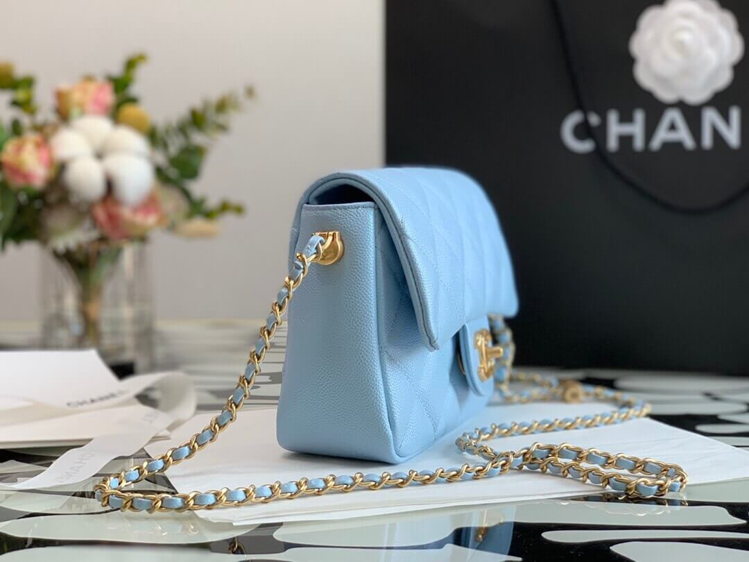 Chanel Caviar Calfskin Pearl Crush Gold Ball Mini Flap Bag 99097