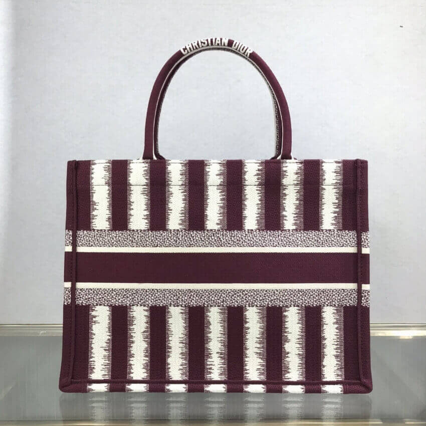 Dior Small Book Tote D-Stripes Embroidery M1296