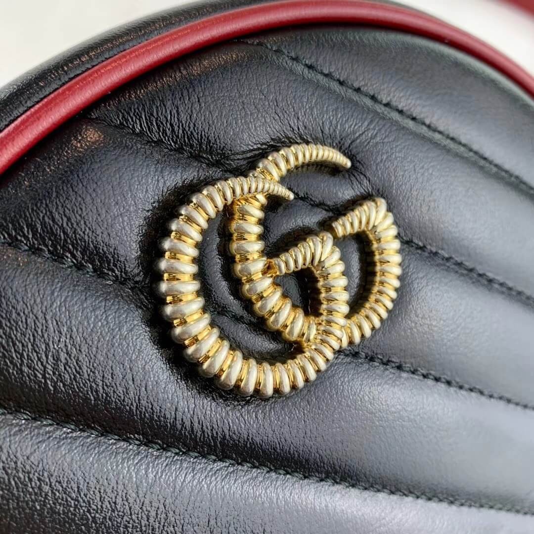 Gucci GG Marmont Mini Round Shoulder Bag 550154 Black