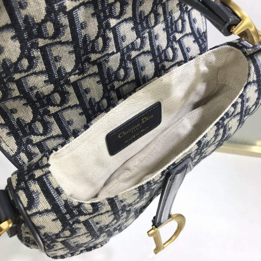 Dior Mini Saddle Bag Blue Oblique Jacquard M0447