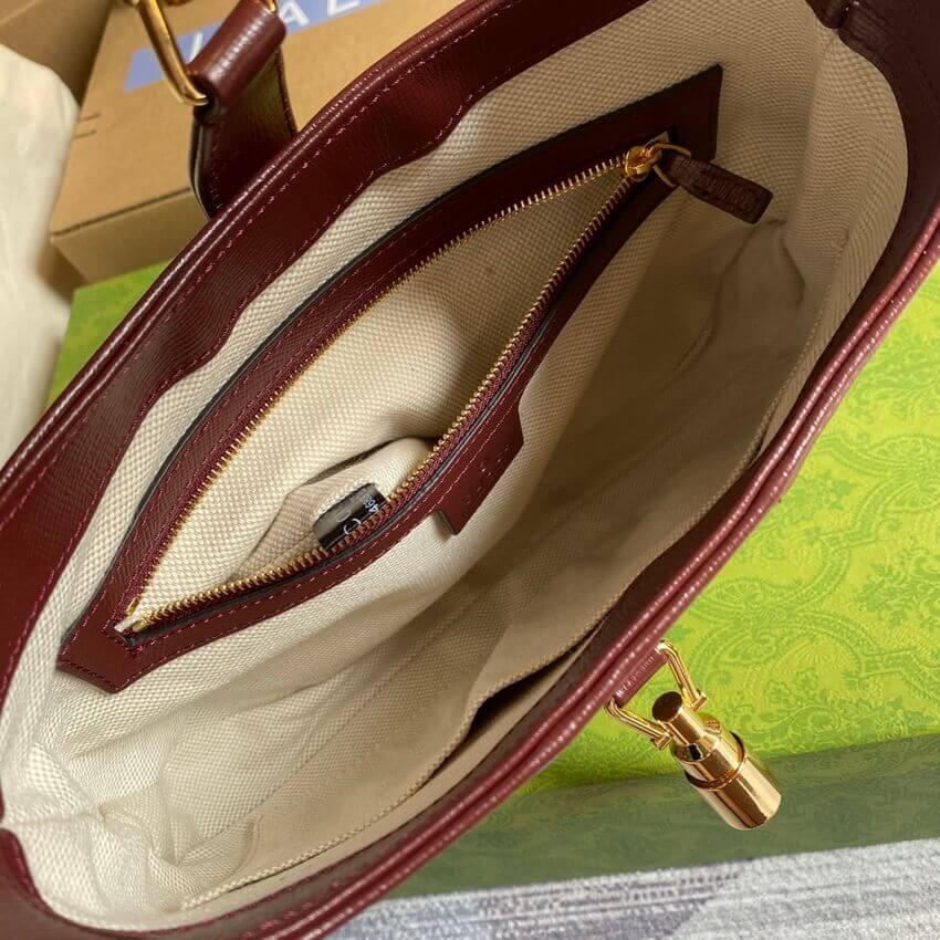 Gucci Jackie 1961 Small Shoulder Bag 636706 in Burgundy GG Canvas