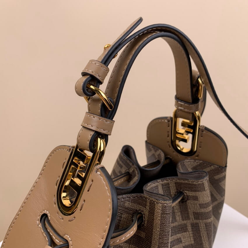 Fendi Pomodorino Brown FF Fabric Mini Bag 8BS059