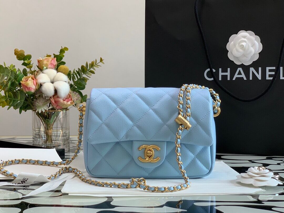 Chanel Caviar Calfskin Pearl Crush Gold Ball Mini Flap Bag 99097