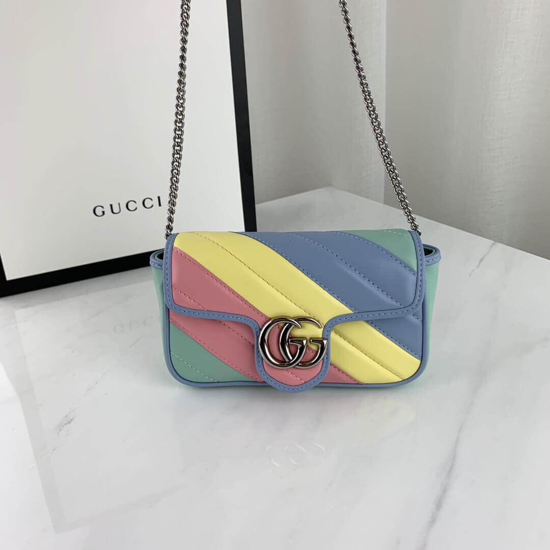 Gucci GG Marmont Super Mini Bag In Pastel And Rainbow 476433