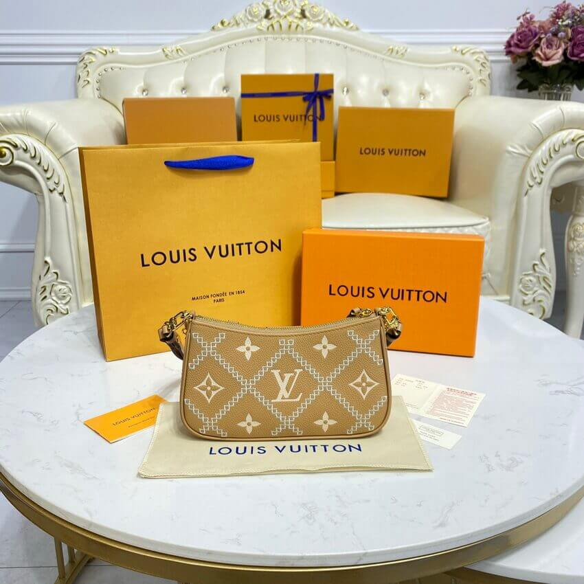 Louis Vuitton Monogram Empreinte Easy Pouch On Strap M81137 Arizona Beige