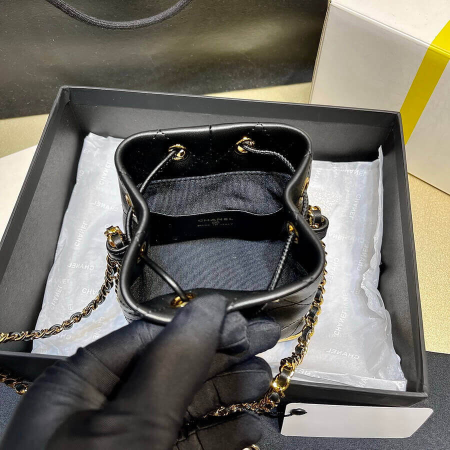 Chanel Small Bucket with Chain in Lambskin AP2750