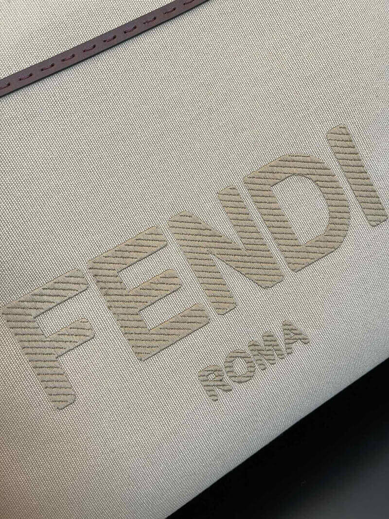 Fendi Large Sunshine Tote Bag in Beige Canvas 8BH372