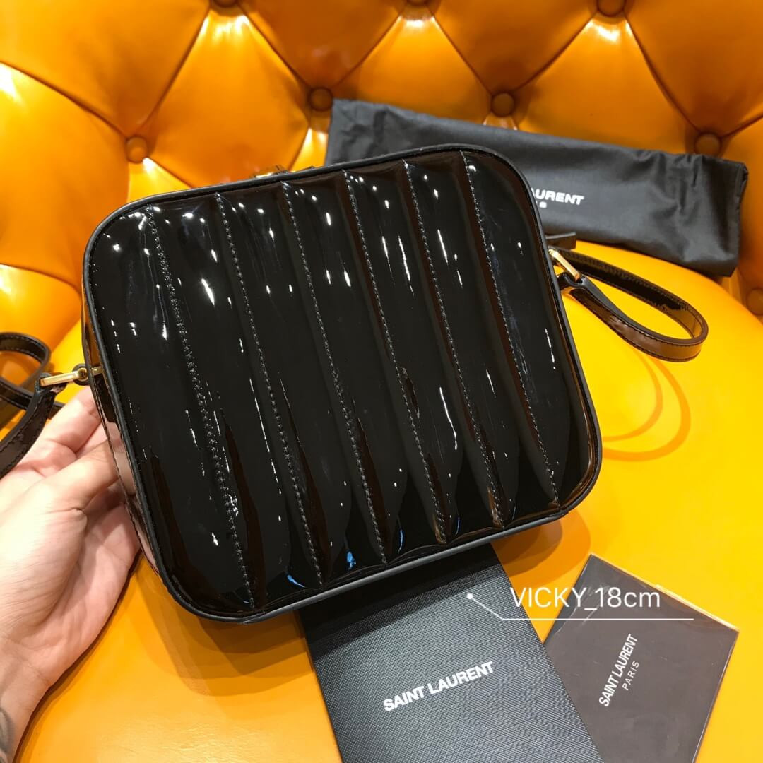 Saint Laurent Monogram Vicky Patent Leather Camera Bag 555052