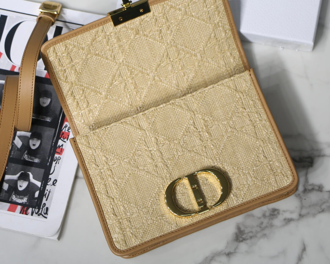 Christian Dior 30 Montaigne Bag Natural Cannage Raffia M9203