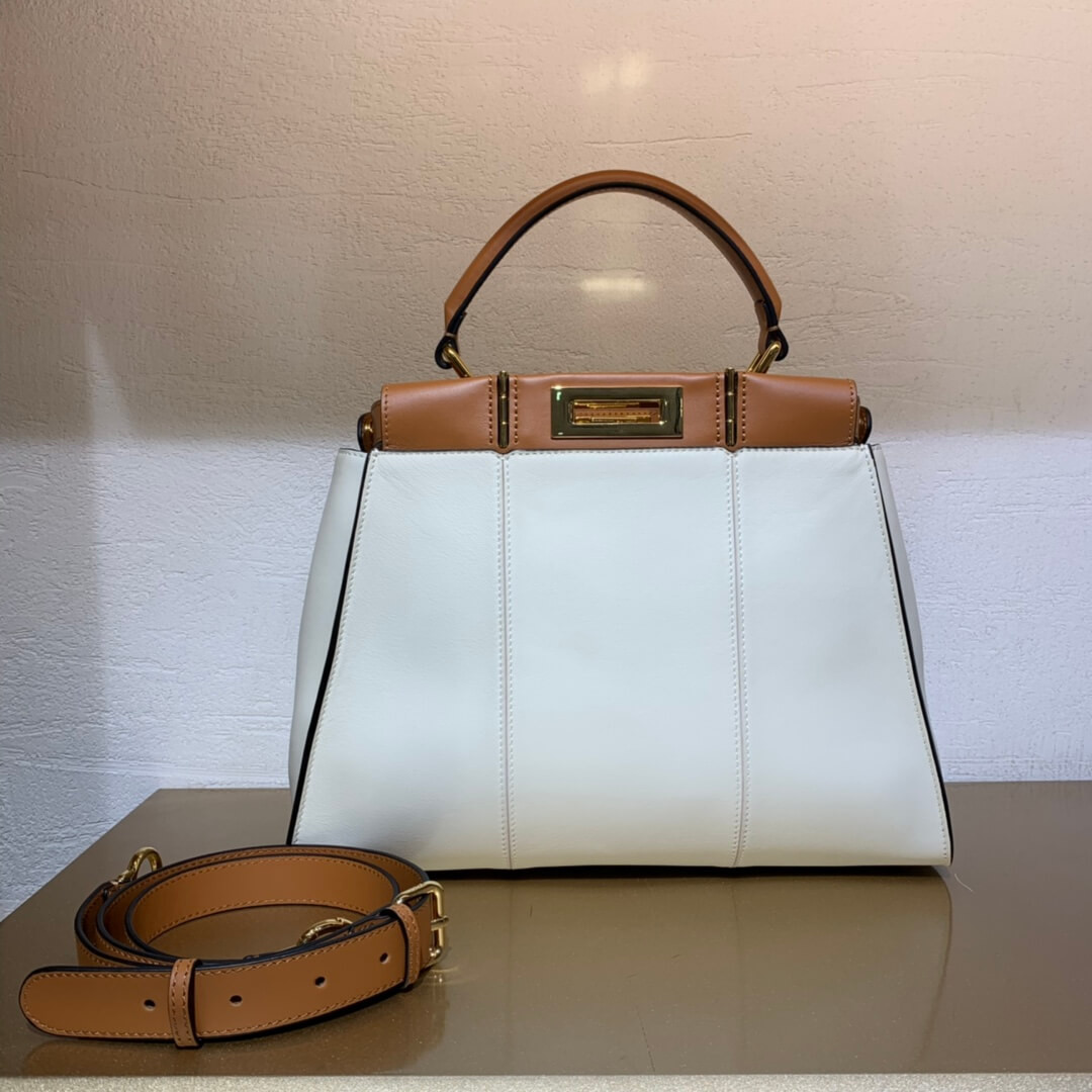 Fendi Peekaboo Iconic Medium Leather Bag 8BN290 White