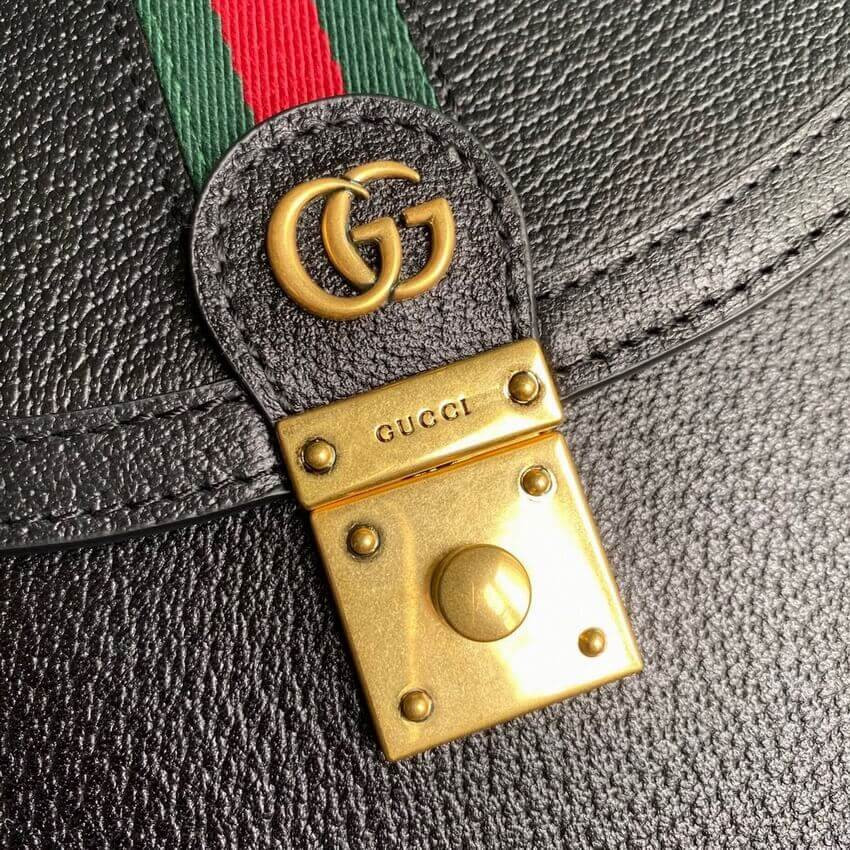 Gucci Ophidia Leather Small Top Handle Bag With Web 651055