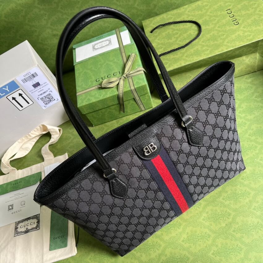 Balenciaga x Gucci Hacker Medium Tote Bag 680125 Black