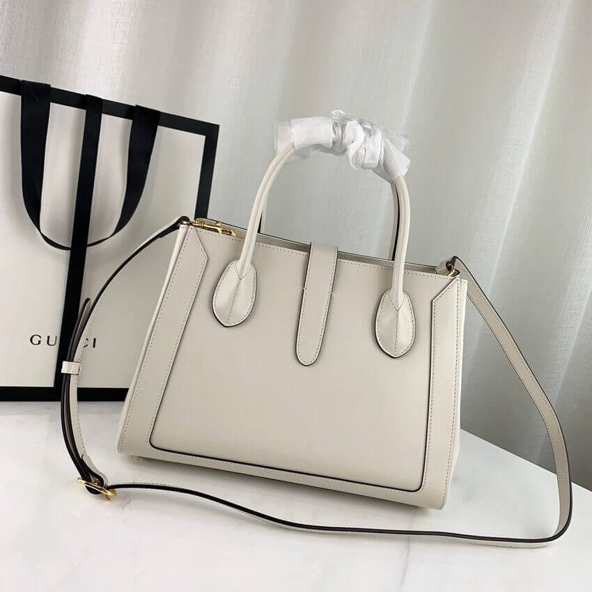 Gucci Jackie 1961 Medium Tote Bag in White Leather 649016