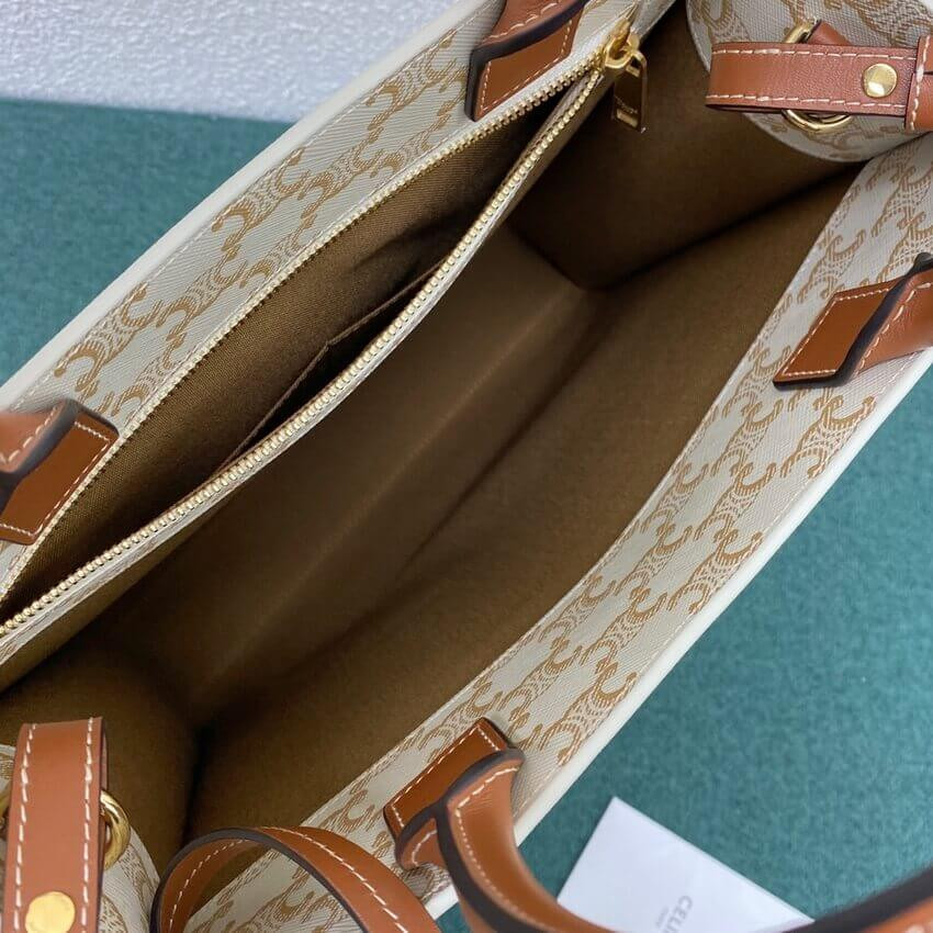 Celine Small Vertical Cabas In Triomphe Canvas 191542 White