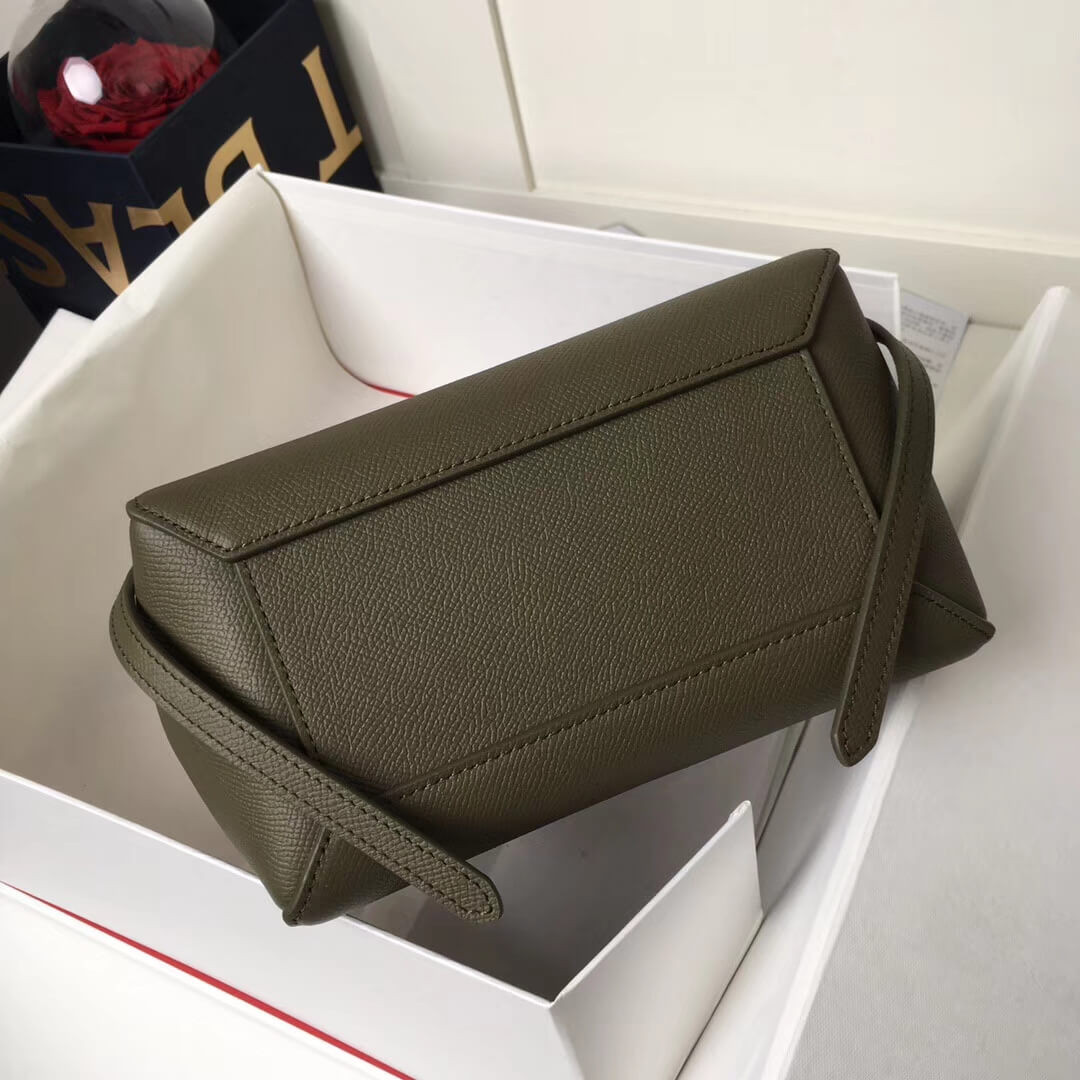 Celine Micro Belt Bag In Grained Calfskin 189153 Army Green