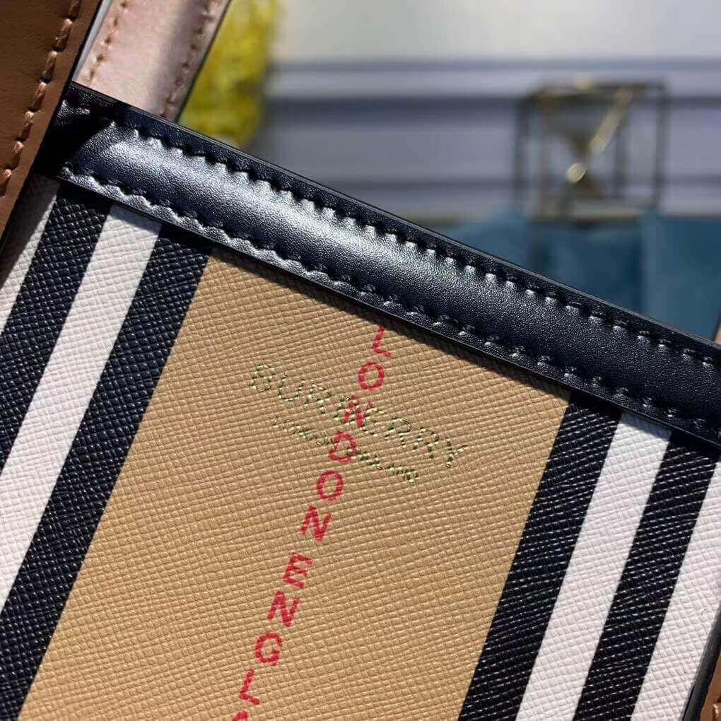 Burberry Logo and Stripe E-canvas Portrait Tote Bag 80224771