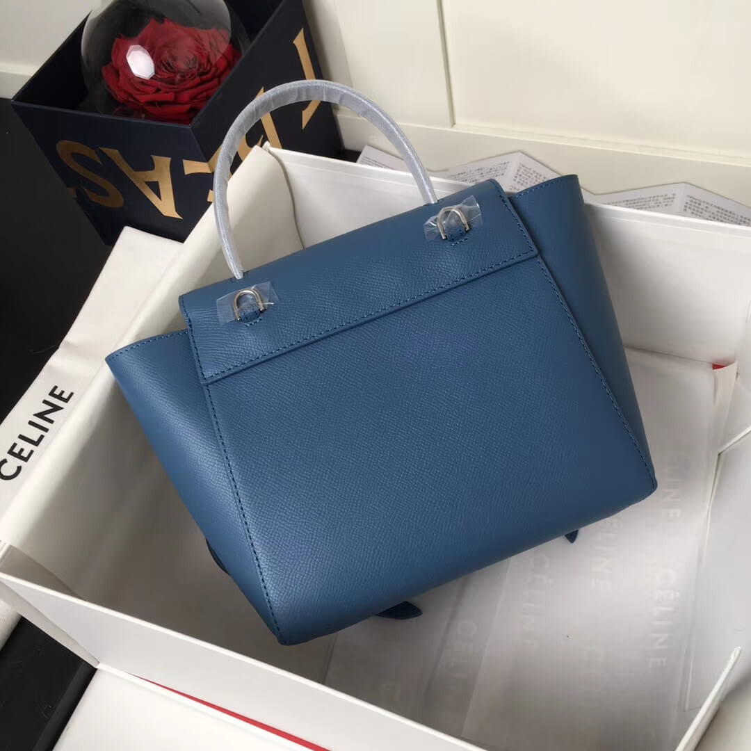 Celine Micro Belt Bag In Grained Calfskin 189153 Petrol