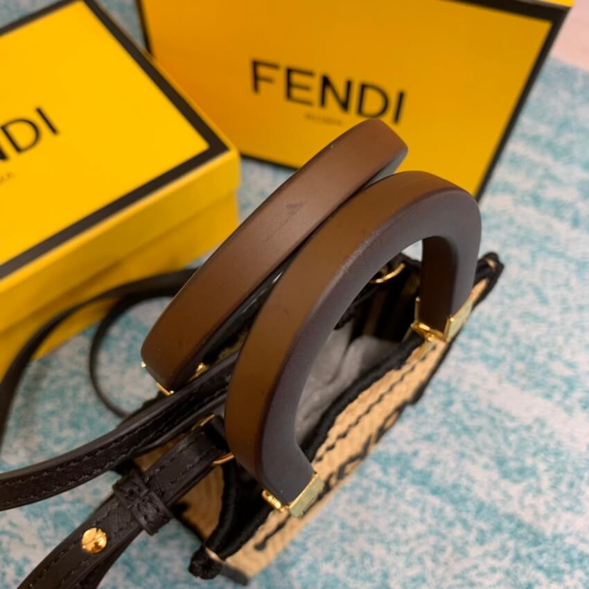 Fendi Sunshine Mini Woven Tote 8BS051 Beige