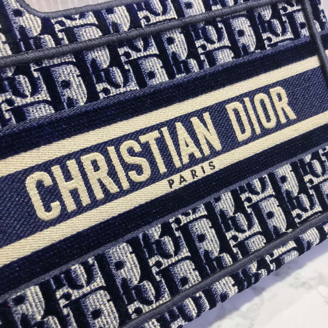 Dior Oblique Embroidered Velvet Mini Book Tote S5475Z