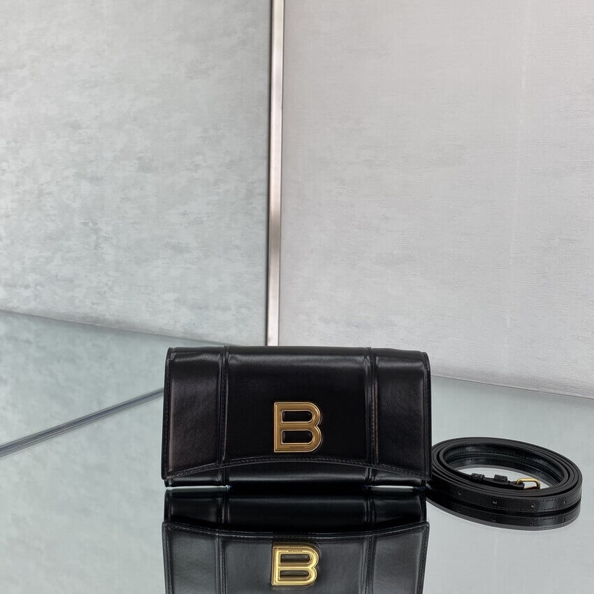 Balenciaga Hourglass Leather Strap Wallet