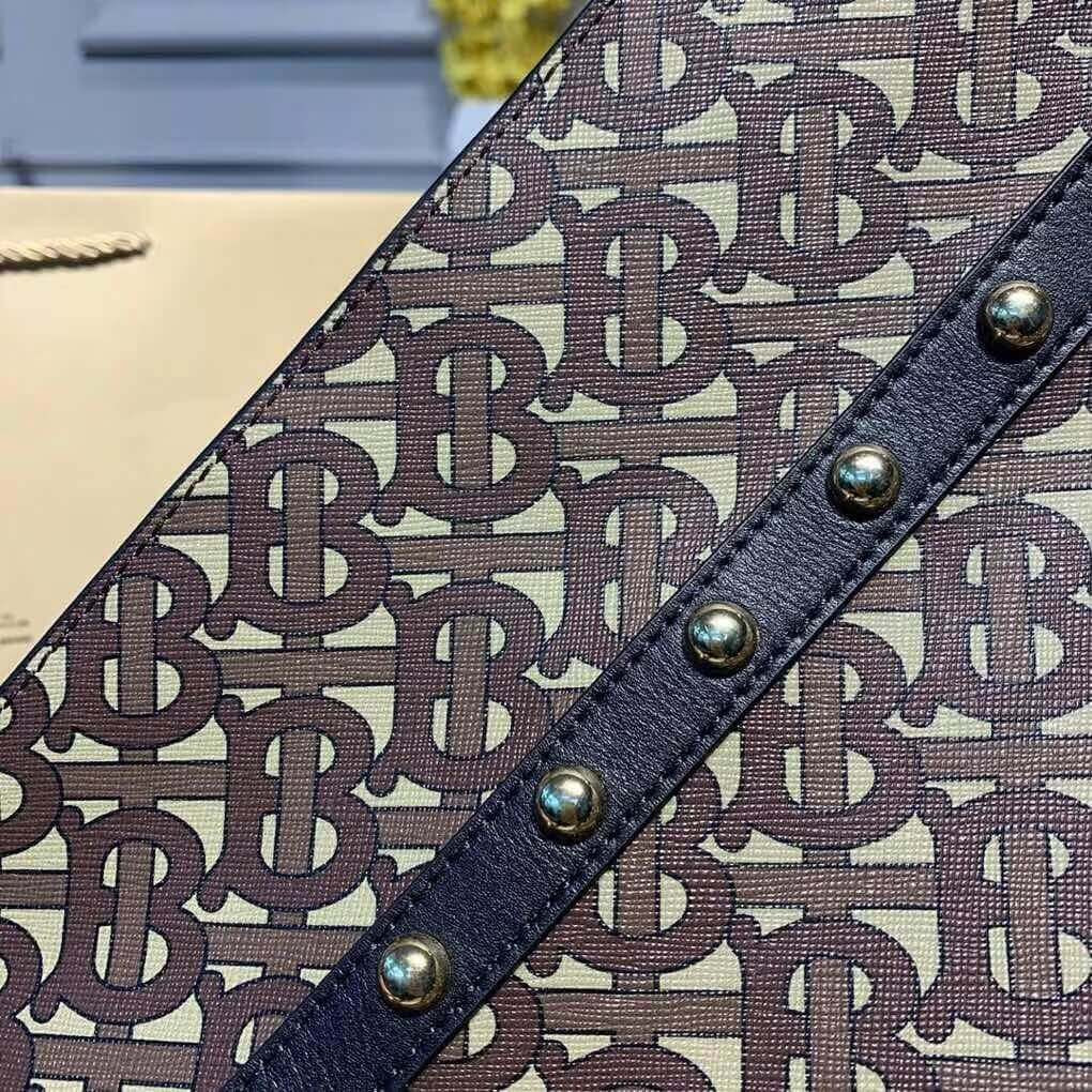 Burberry Small Monogram Print E-canvas Portrait Tote Bag 80250681
