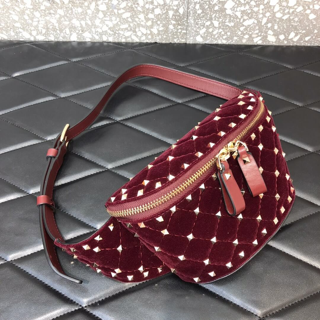 Valentino Garavani Velvet Rockstud Spike Belt Bag 0620R