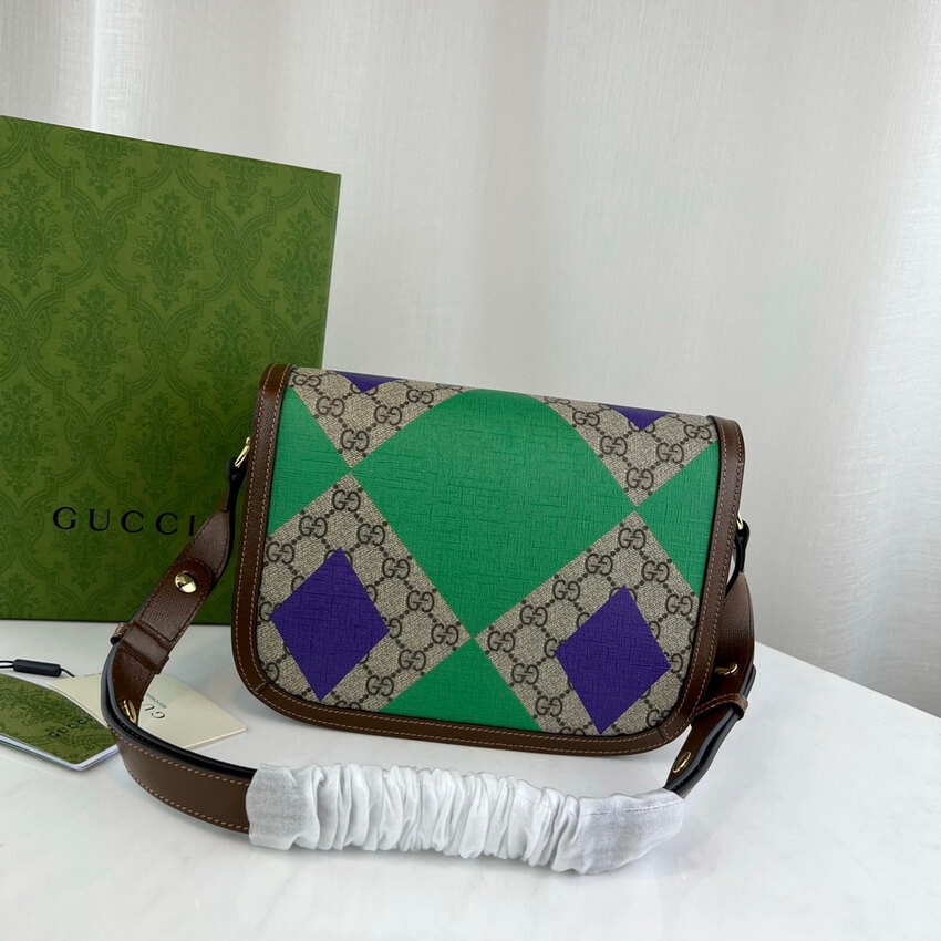 Gucci Horsebit 1955 Shoulder Bag With Geometric Print 602204
