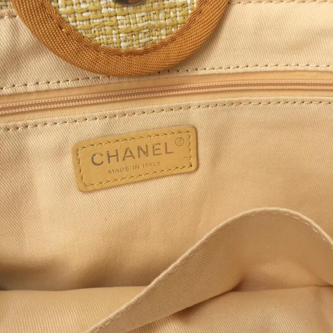 Chanel Deauville Tote 38cm Canvas Bag A66941 Apricot/Gold