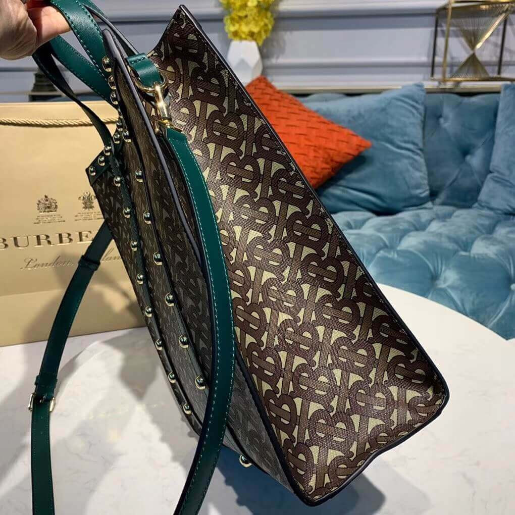 Burberry Small Monogram Print E-canvas Portrait Tote Bag 80250691