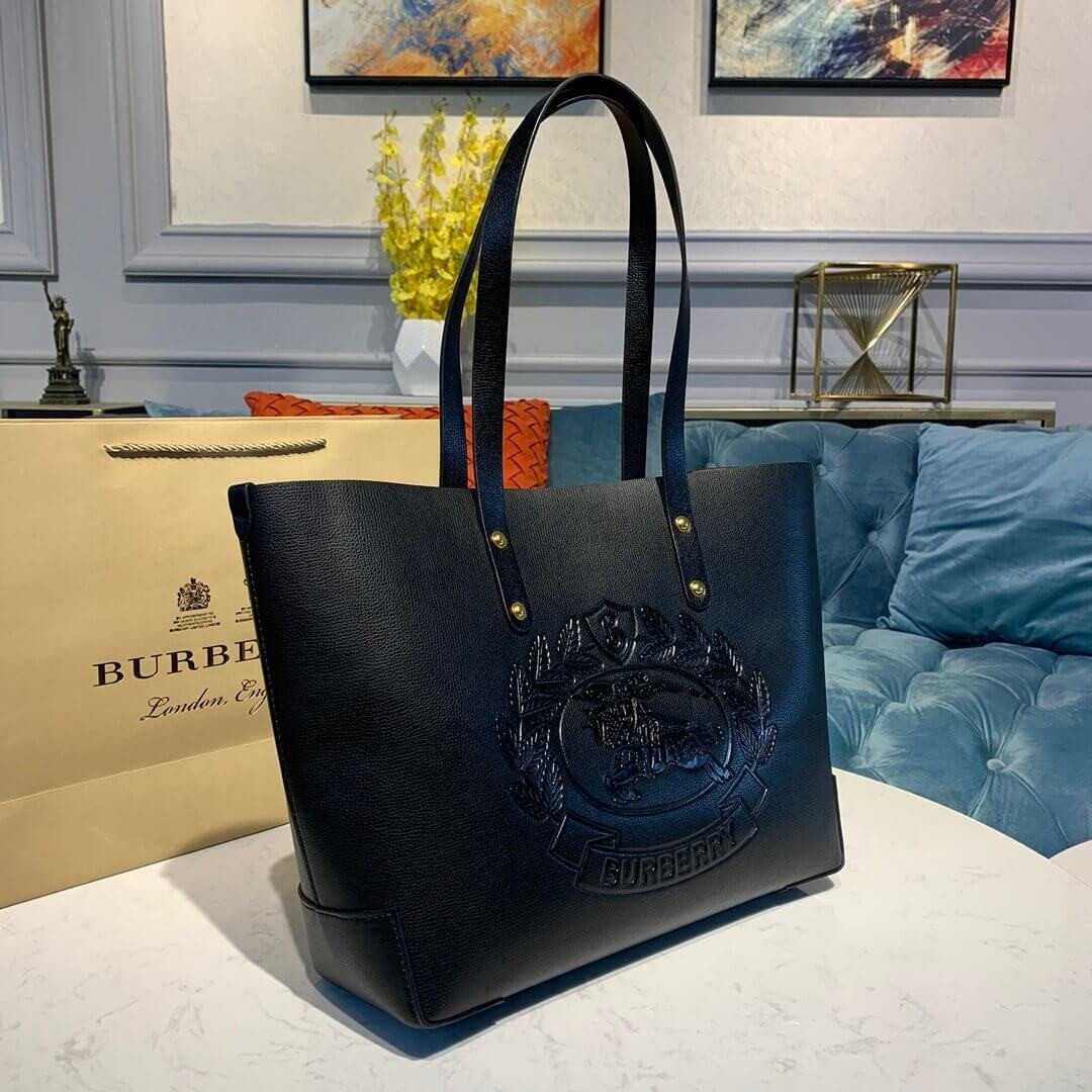 Burberry Small Embossed Crest Leather Tote 40801091