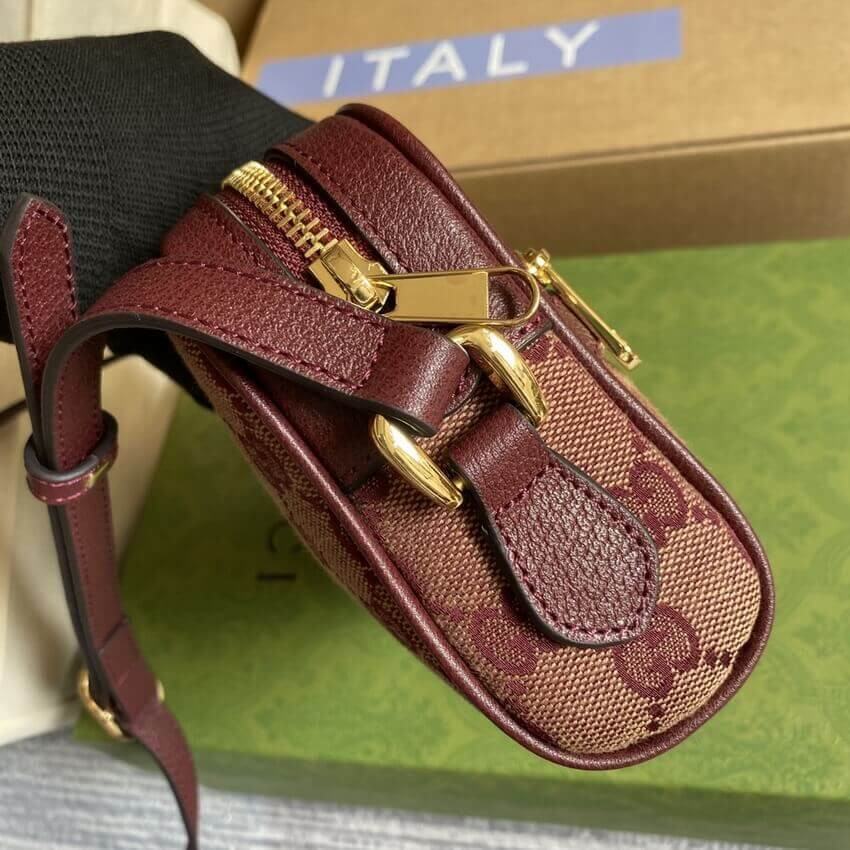 Gucci Ophidia Mini Bag With Web 517350 Burgundy