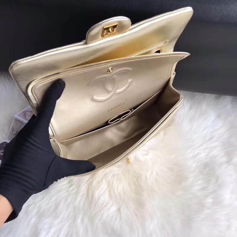 Chanel 1112 Gold Medium Size 2.55 Lambskin Leather Flap Bag
