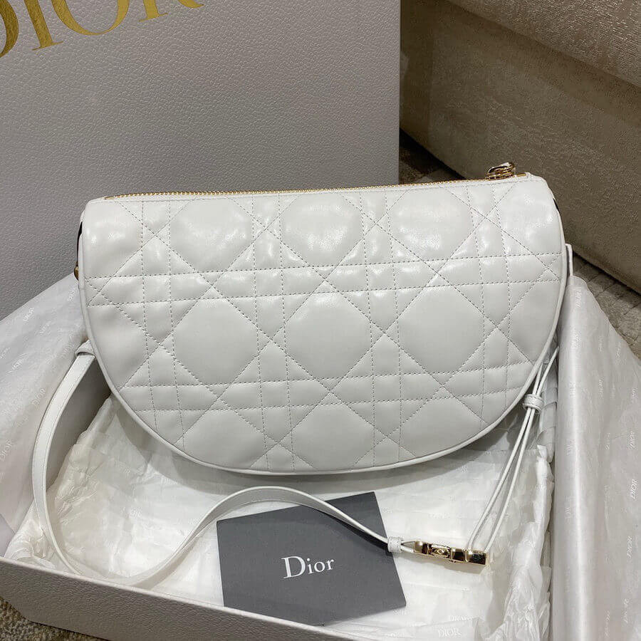 Christian Dior Medium Vibe Hobo Bag M7201 White Cannage Lambskin