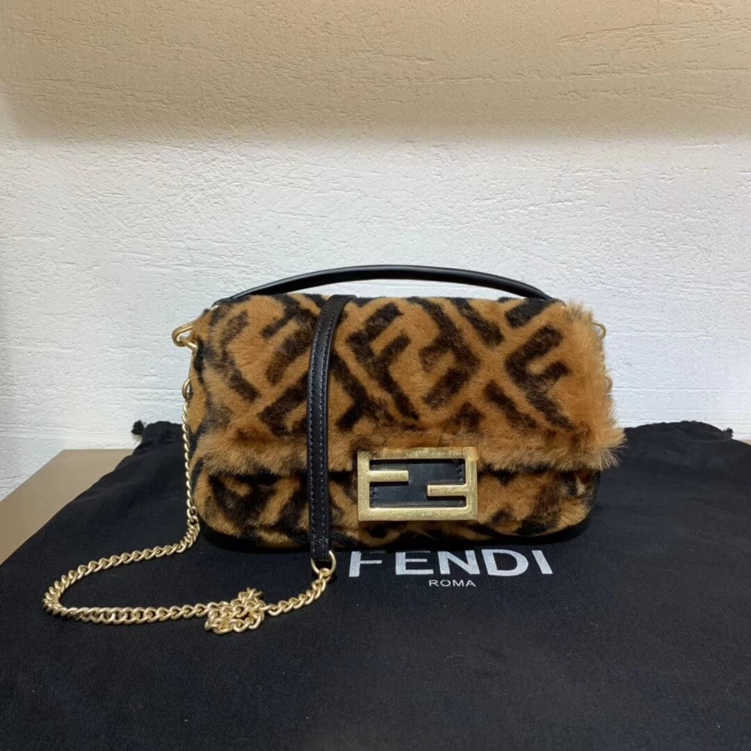 Fendi Sheepskin Mini Baguette Bag 8BS017