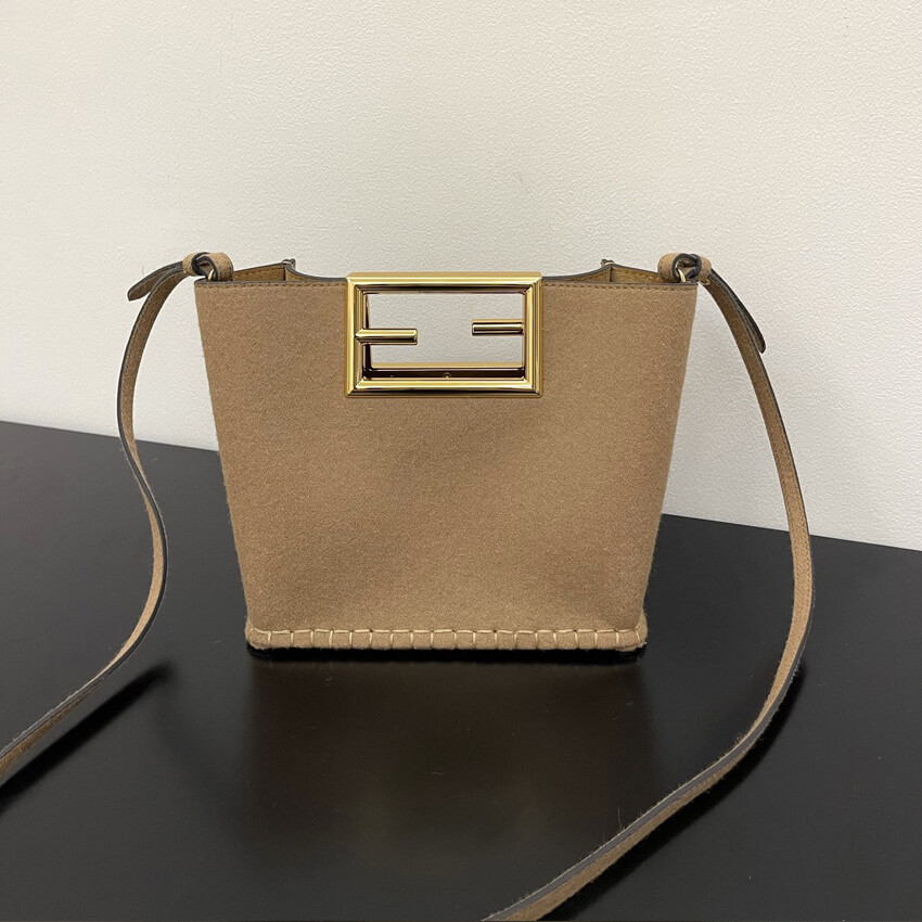 Fendi Beige Flannel Small Way Bag 8BS054