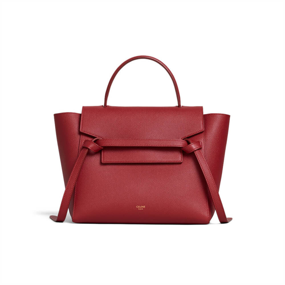 Celine Micro Belt Bag In Grained Calfskin 189153 Ruby